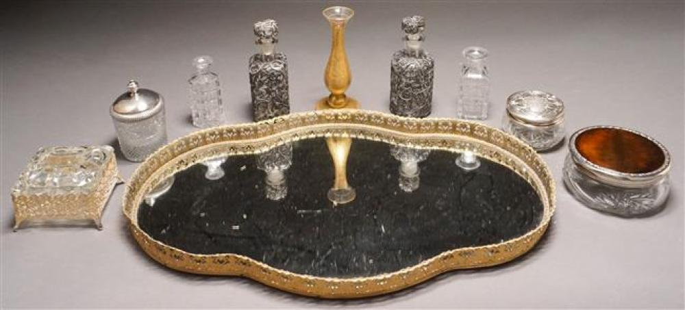 BRASS GALLERY MIRROR TRAY WITH