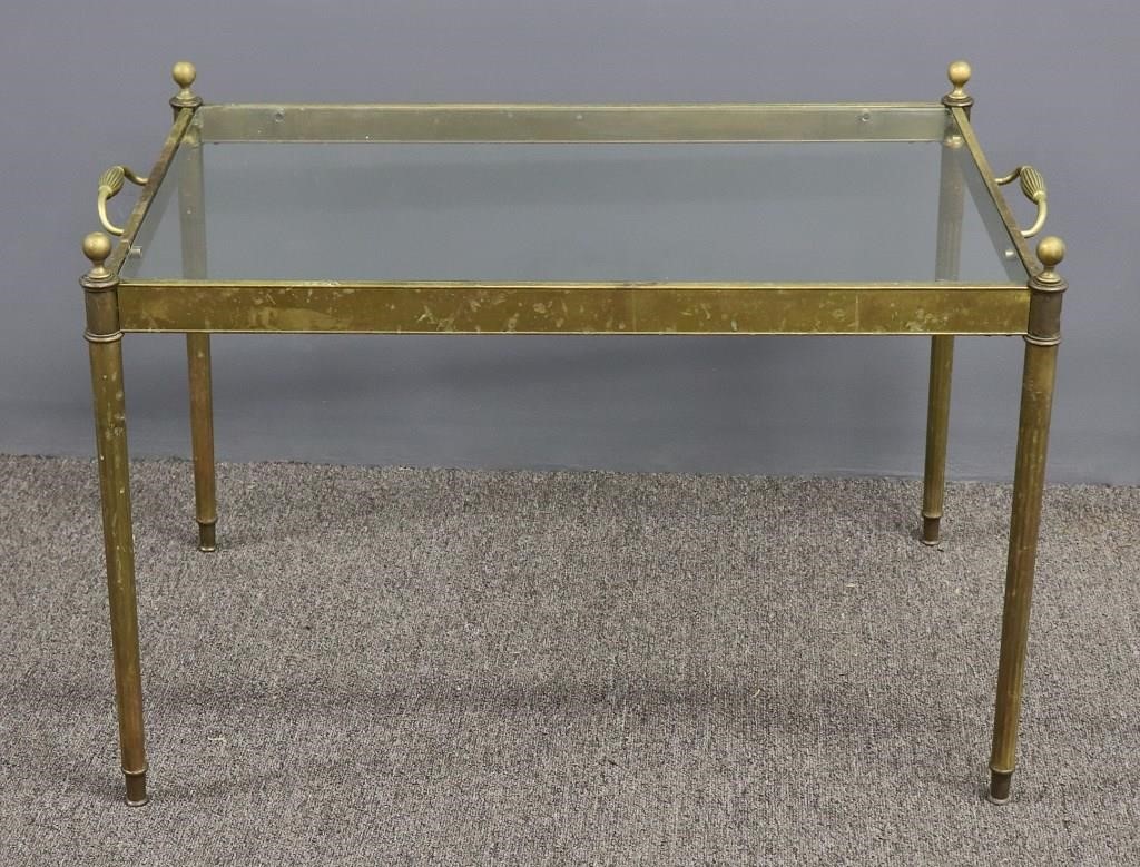 Brass glass top coffee table,