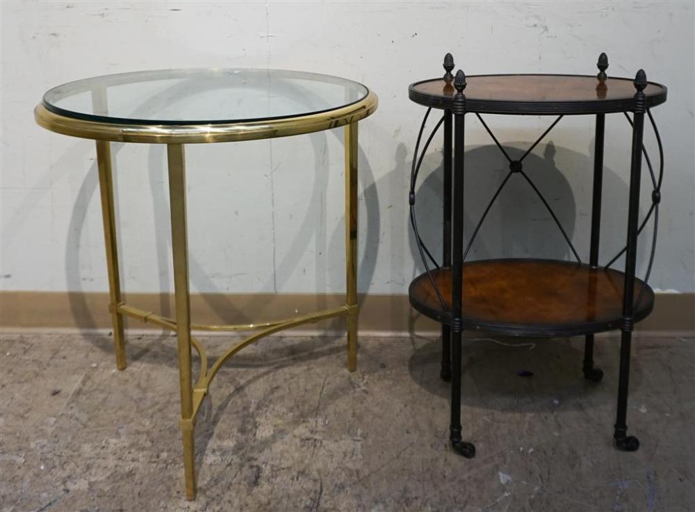 BRASS GLASS TOP ROUND SIDE TABLE