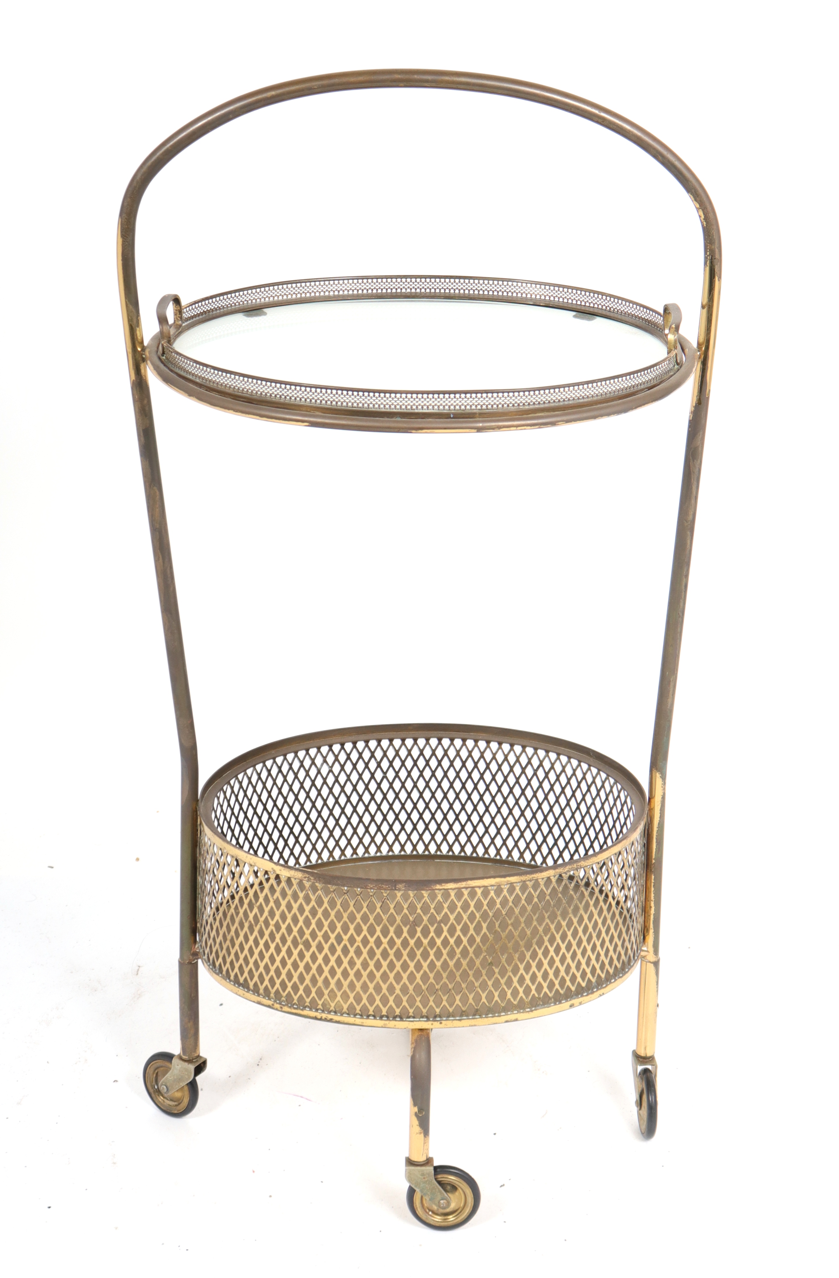 BRASS & GLASS TWO-TIER ROLLING
