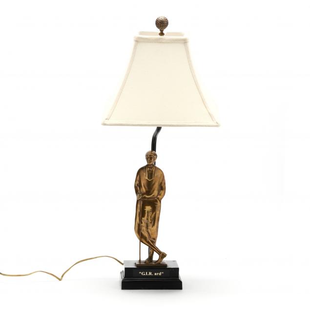 BRASS GOLF LAMP Late 20th