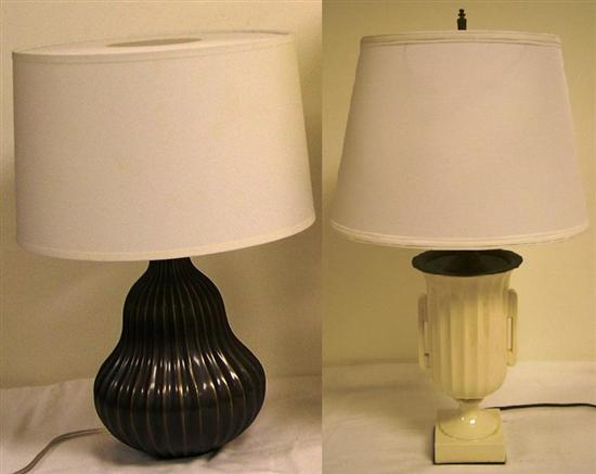 Brass gourd form lamp; along with a