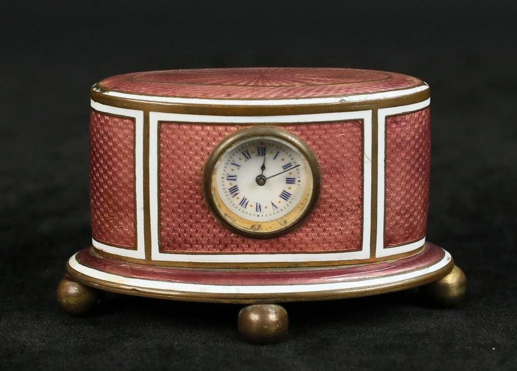 BRASS & GUILLOCHE ENAMEL TRAVEL