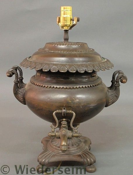 Brass hot water urn converted to an