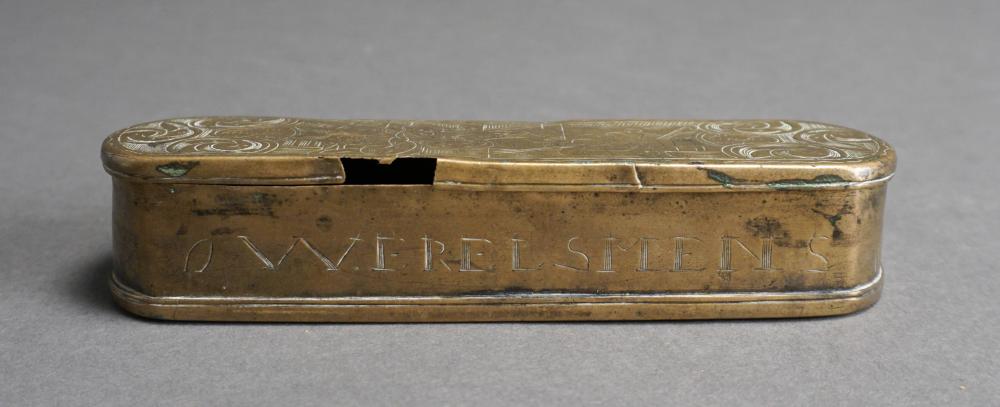 BRASS HUMIDOR WITH INSCRIBED MANGER