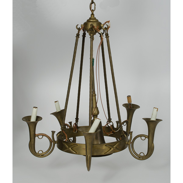 Brass Hunting Horn Chandelier