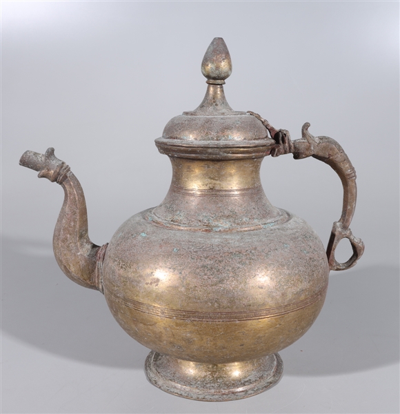 Brass Indian teapot with incised