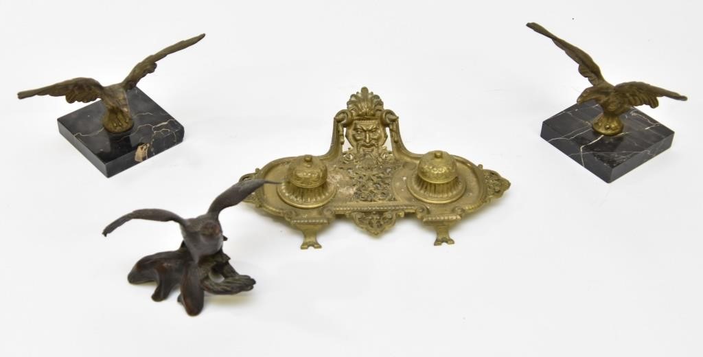 Brass inkstand, circa 1870 2"h x