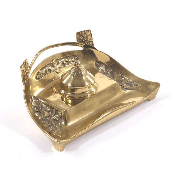 BRASS INKWELL 3 ?" x 9 ¼" x 6 ¼"
