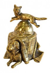 BRASS INKWELL, HAVING FOX JUMP