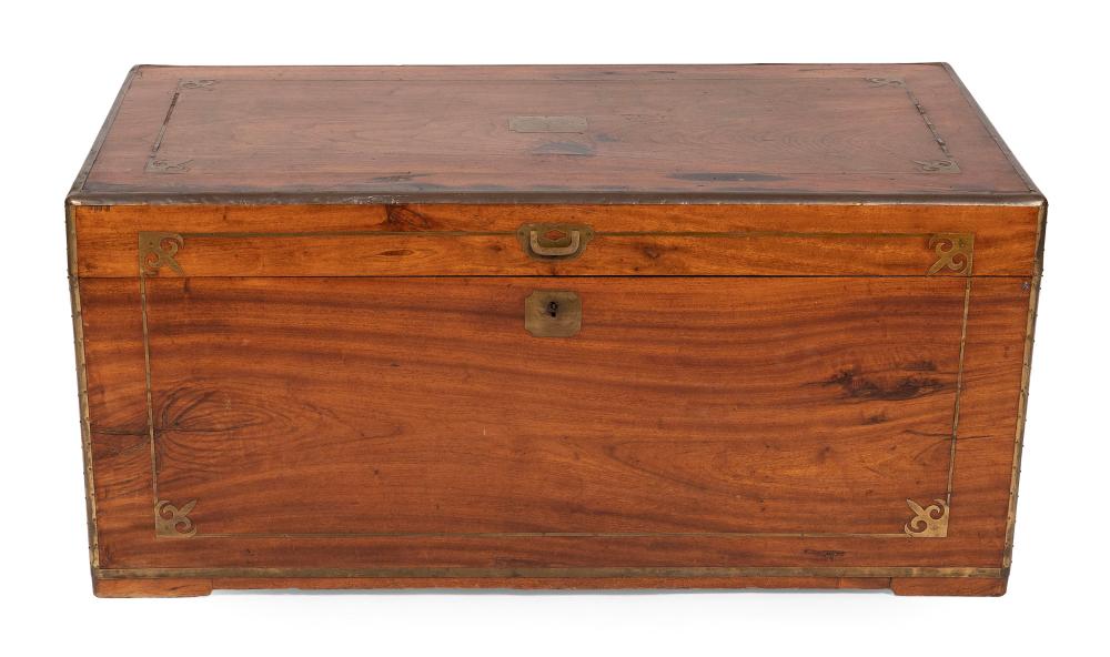 BRASS-INLAID CAMPHORWOOD TRUNK 19TH