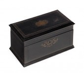 BRASS INLAID EBONY TEA CADDYBr