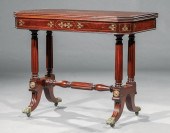 BRASS INLAID MAHOGANY GAMES TA