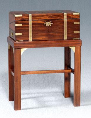 Brass inlaid mahogany lap desk,