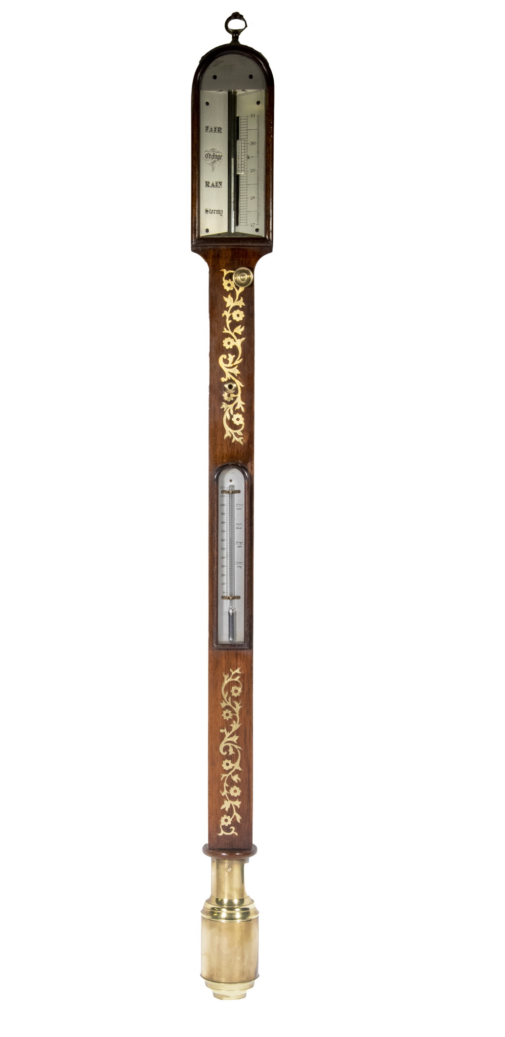 BRASS INLAID ROSEWOOD BAROMETER