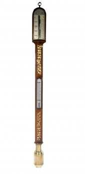 BRASS INLAID ROSEWOOD BAROMETE