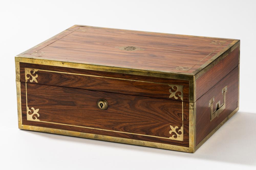 BRASS-INLAID ROSEWOOD JEWELRY