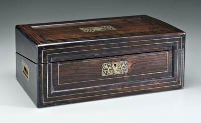 Brass inlaid rosewood lap desk,