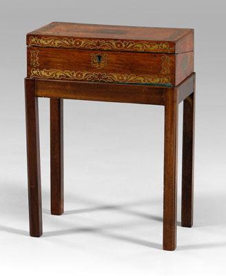 Brass inlaid rosewood lap desk,