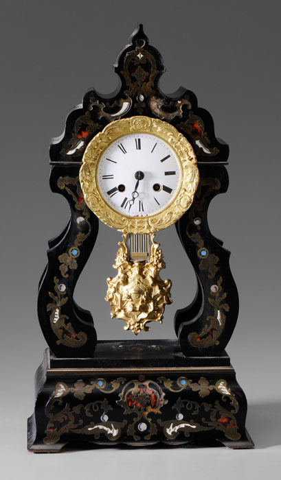 Brass Inlaid Shelf Clock