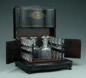Brass inlaid spirits case: thr