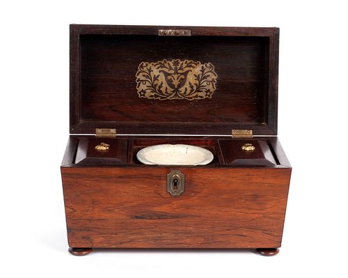 BRASS INLAID TEA CADDYBRASS