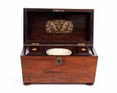 BRASS INLAID TEA CADDYBRASS IN