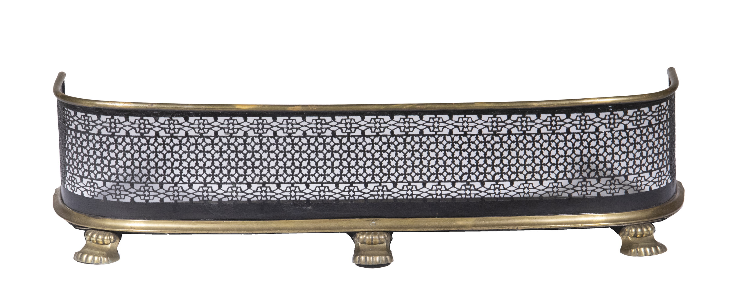 BRASS & IRON FIREPLACE FENDER
