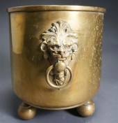 BRASS JARDINIERE WITH LION MAS