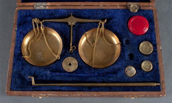 Brass jeweler's scale in fitted
