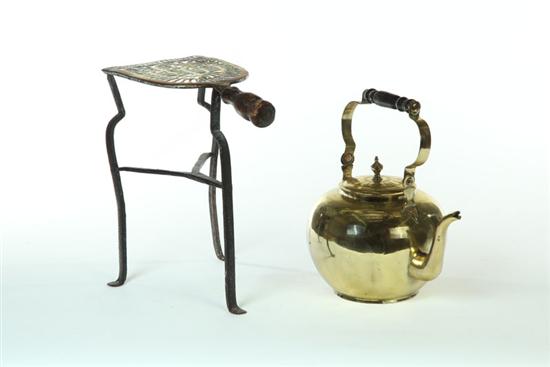 BRASS KETTLE AND STAND.  American