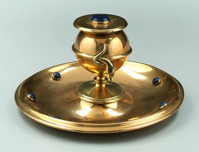 Brass lapis mounted inkwell,