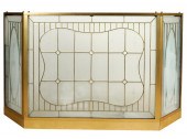 BRASS & LEADED GLASS FIRE SCRE
