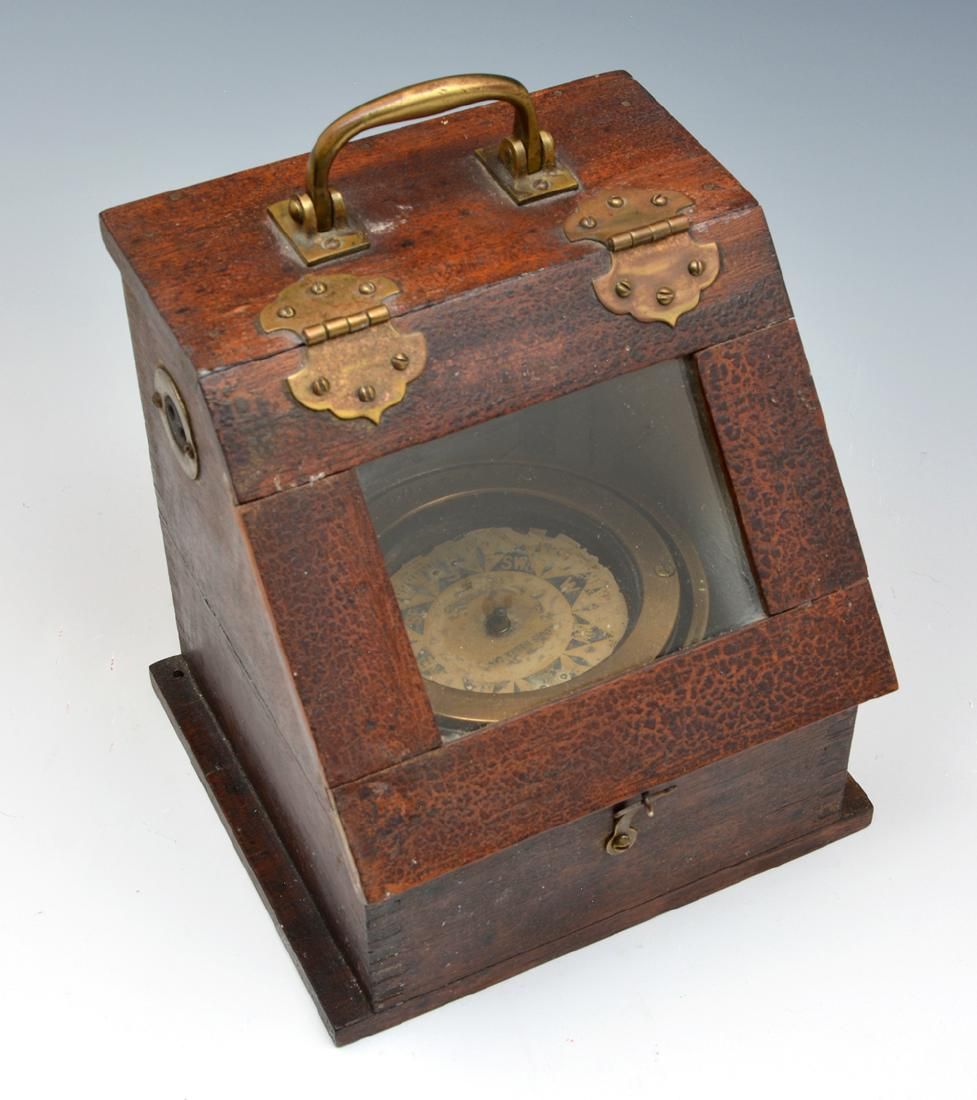 BRASS LIFEBOAT WET COMPASS, 8"