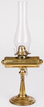 BRASS LINCOLN LOG KEROSENE LAM