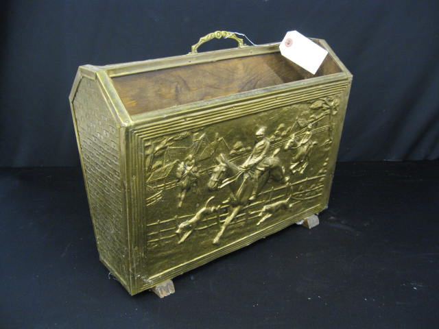 Brass Magazine Rack with fox hunt