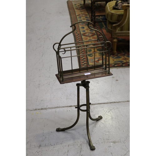 Brass magazine stand, approx 82cm H
