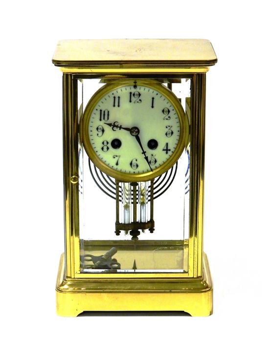 Brass mantle clock with Arabic