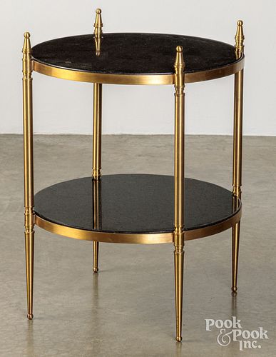 BRASS MARBLE TOP END TABLEBrass