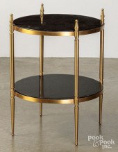 BRASS MARBLE TOP END TABLEBras