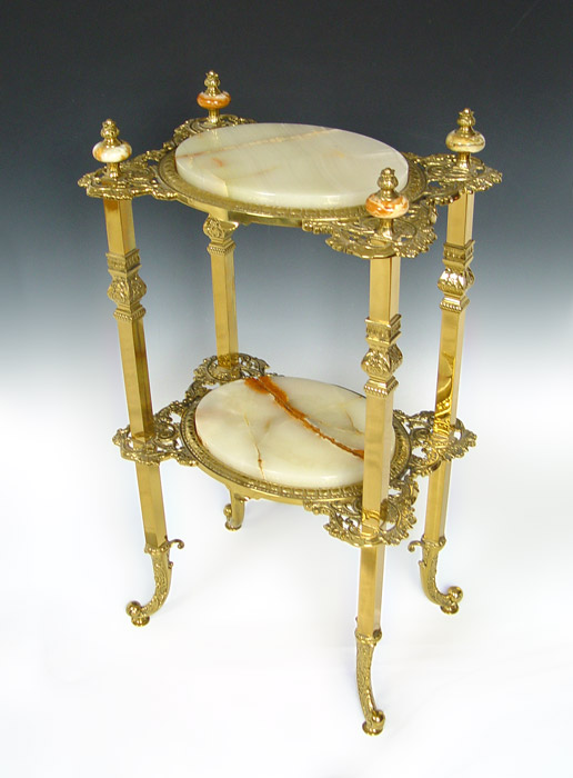 BRASS & MARBLE TWO TIER STAND: