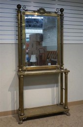 BRASS MIRRORED-BACK HALL RACKB