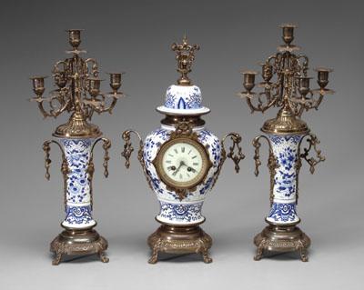 Brass-mounted clock and