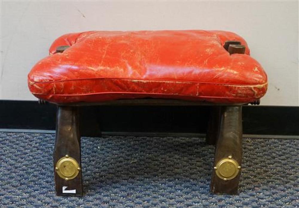BRASS MOUNTED FRUITWOOD RED LEATHER