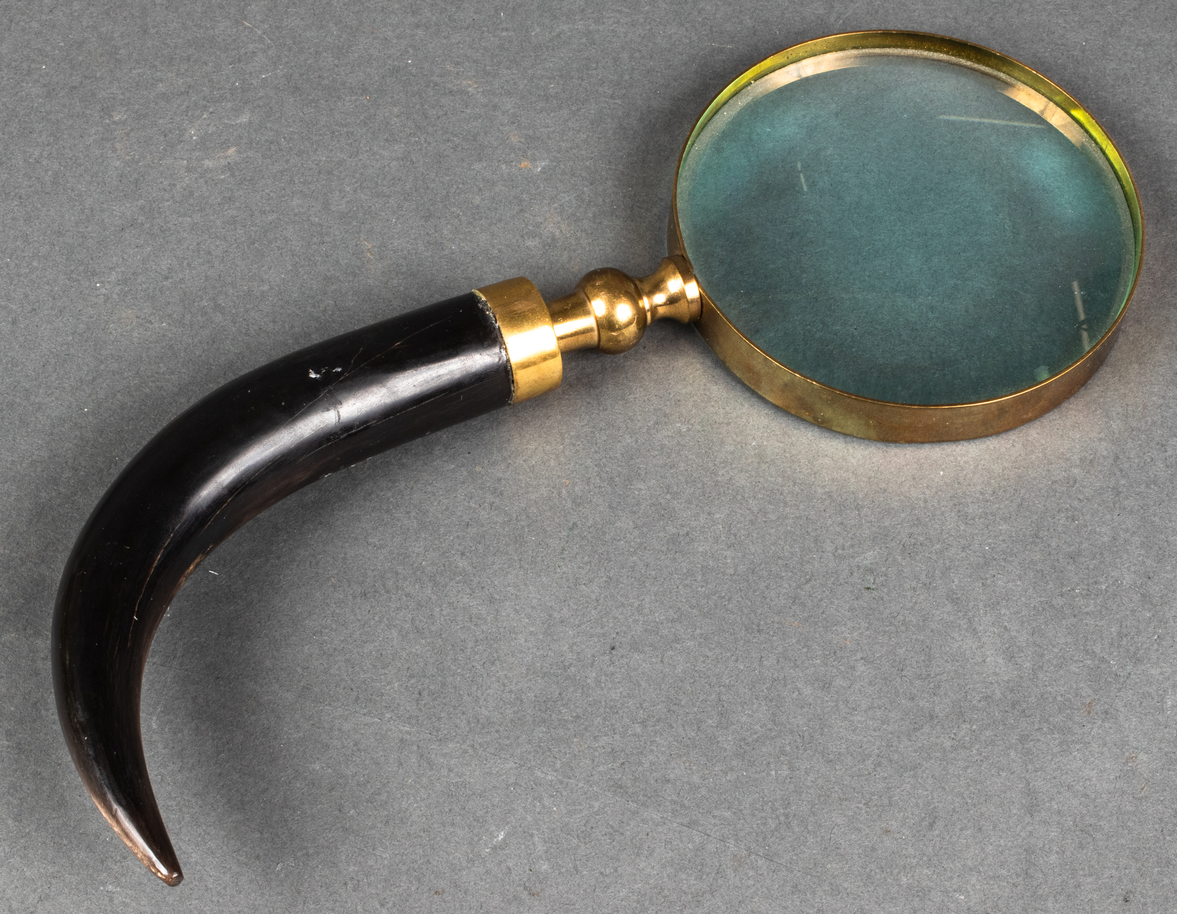 BRASS MOUNTED MAGNIFYING GLASS W