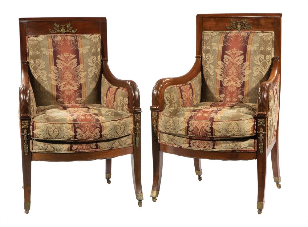 BRASS-MOUNTED MAHOGANY BERGESPair