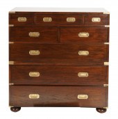 BRASS-MOUNTED MAHOGANY CAMPAIG