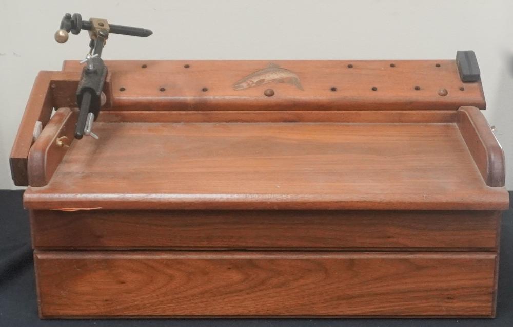 BRASS MOUNTED MAHOGANY TACKLE