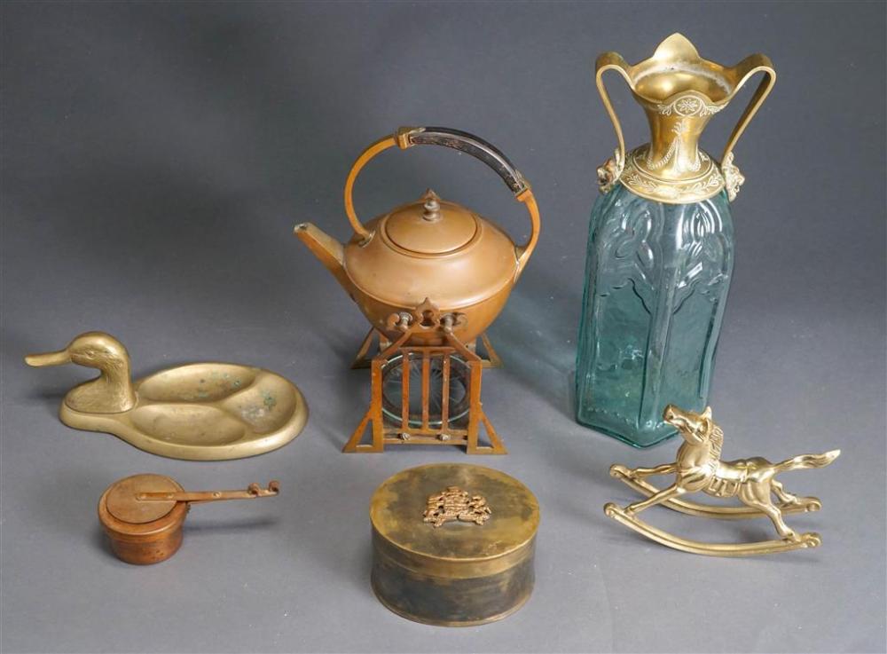 BRASS MOUNTED MOLDED GLASS VASE,