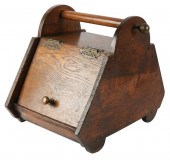 BRASS-MOUNTED OAK COAL SCUTTLE